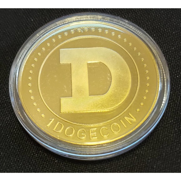 Dogecoin Commemorative Golden color 1oz coin In Plastic Protective Case - Picture 2 of 2